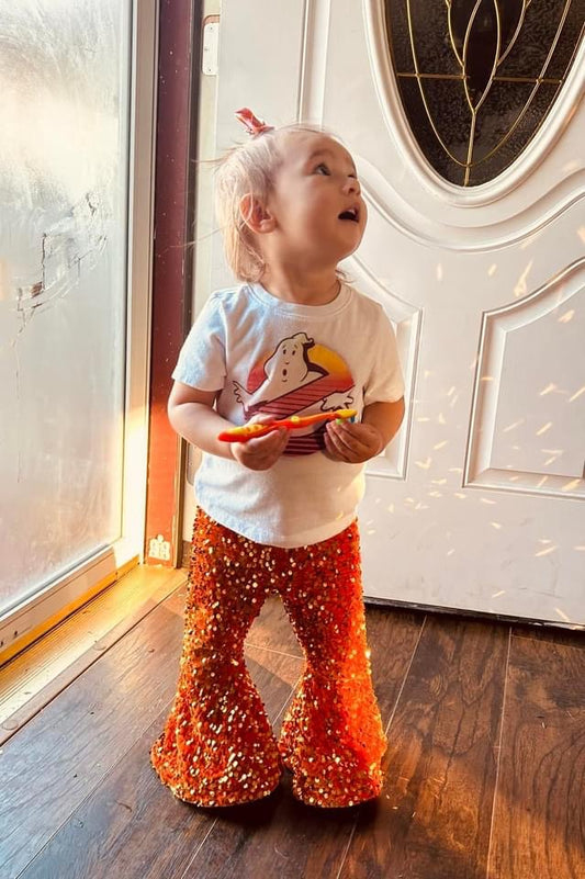 Orange Sequin Bell Bottoms